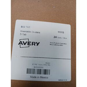 Avery 11113 Work Saver Insertable Tab Index Dividers 5-tab 8.5x11 Clear 24 sets